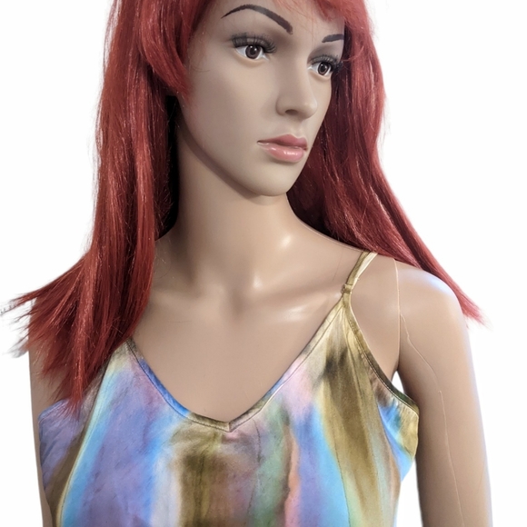 Handpainted Charmeuse satin Dress. Original. One of a kind wearable art Boho - Picture 4 of 16